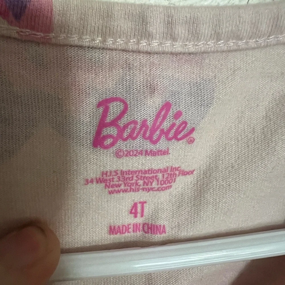BARBIE Classic Long Sleeve Drop Waist Logo Play Dress Pink Purple Girls Size 4T‎